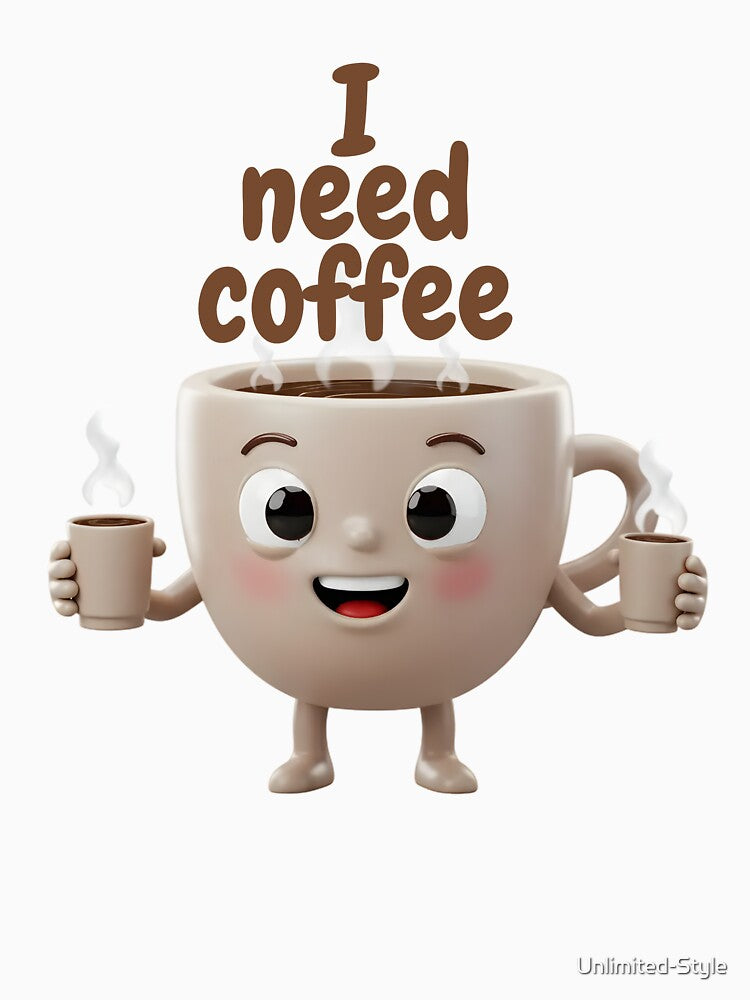 Cute Coffee Cup Character Holding Mini Coffee Cups – Funny Coffee Lover Design by Unlimited-Style