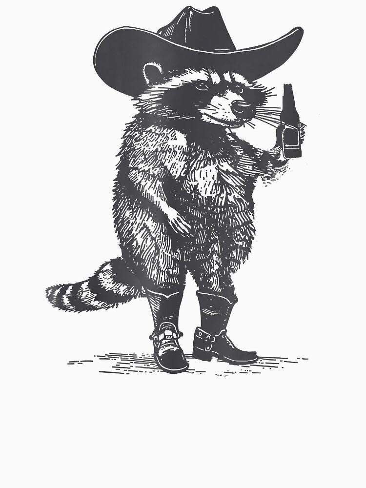 Raccoon Drinking Beers Funny Vintage Raccoon Cowboy  Western Country by MOHAMED FRASER