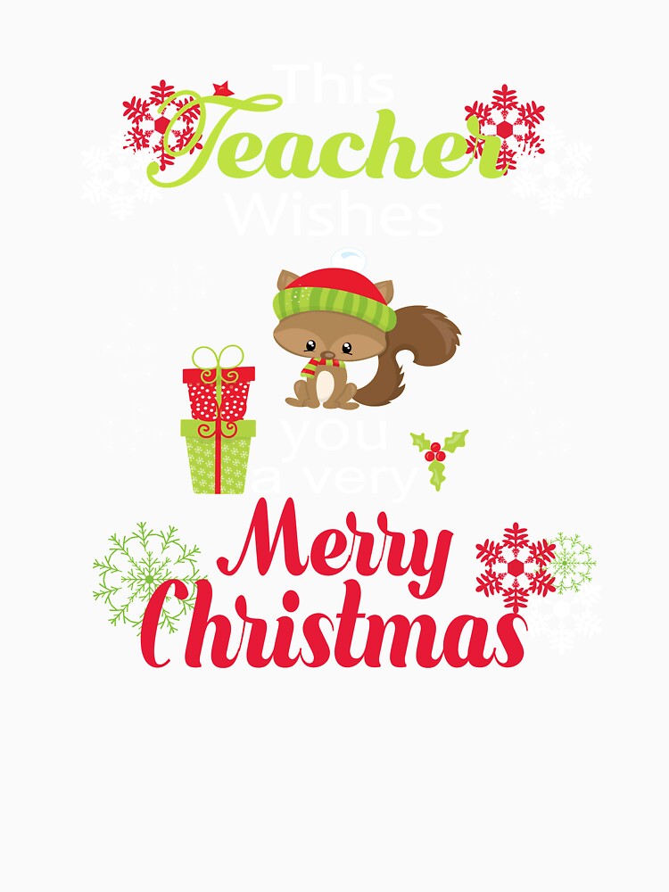 Teacher Christmas Holiday Gift This Teacher Wishes You A Very Merry Christmas Racoon by Sapphire Star