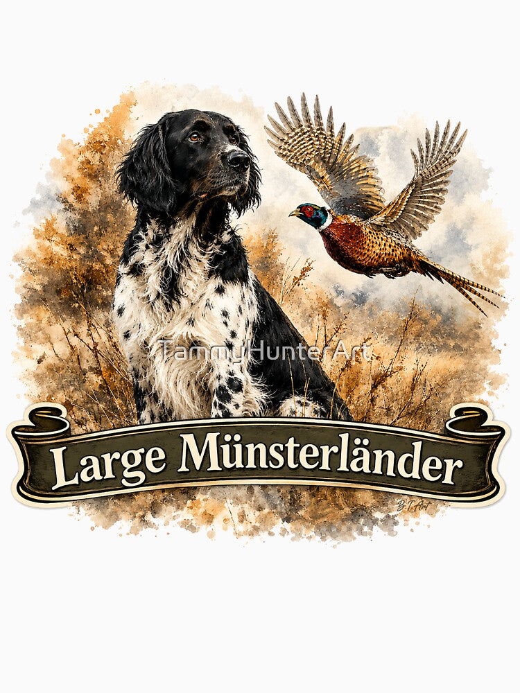Large Münsterländer with Ring-necked Pheasant by TammyHunterArt