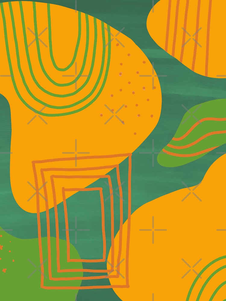 Mustard, orange, olive and teal mid century abstract pattern by Jpsmyth