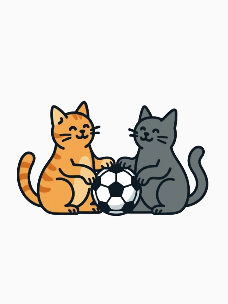 Cute Soccer Cats Cartoon - Funny Cat Football Lovers Design by PrintforDesign Unisex , , , Long Sleeve Tee