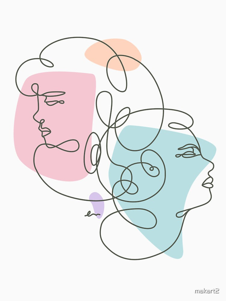 Linear Art Abstract Portrait Two Girls by makart2