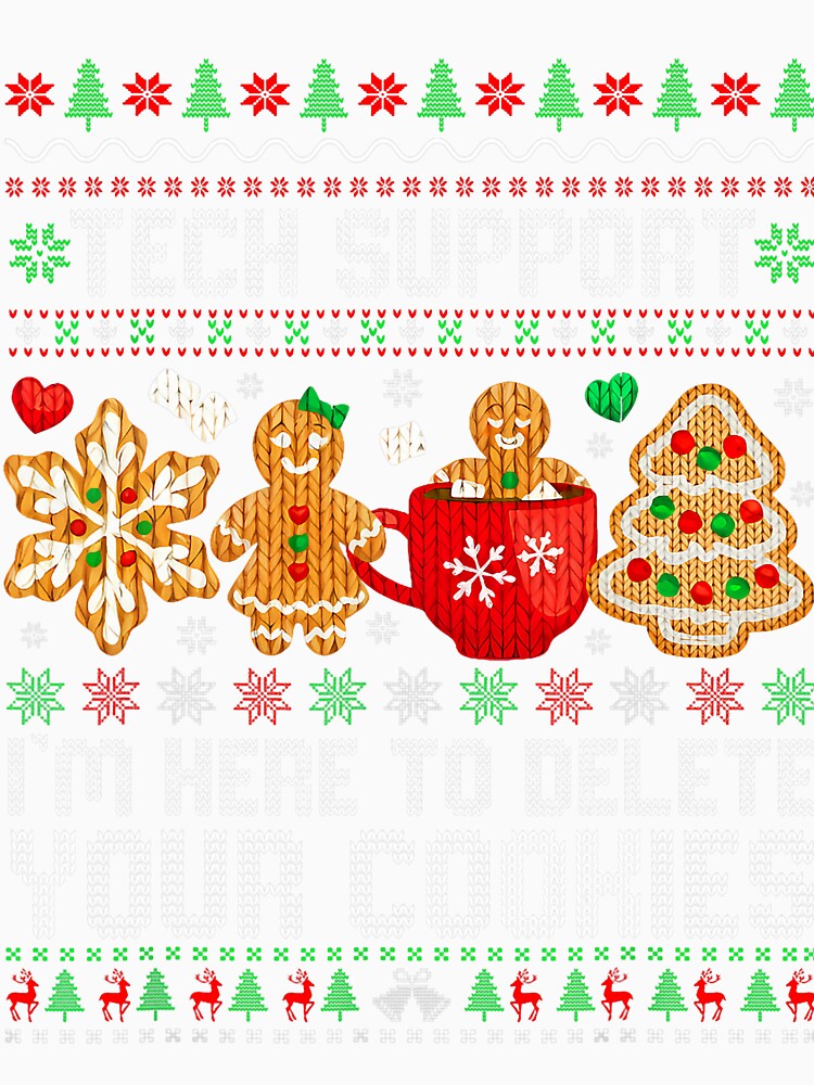 Tech Support Christmas Delete Cookies Funny Sweater by clarabersetart