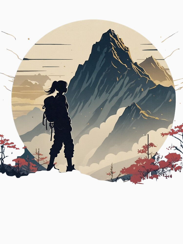 Minimalist Mountain Hiker Silhouette - Adventure & Nature Art by DscapeDesigns