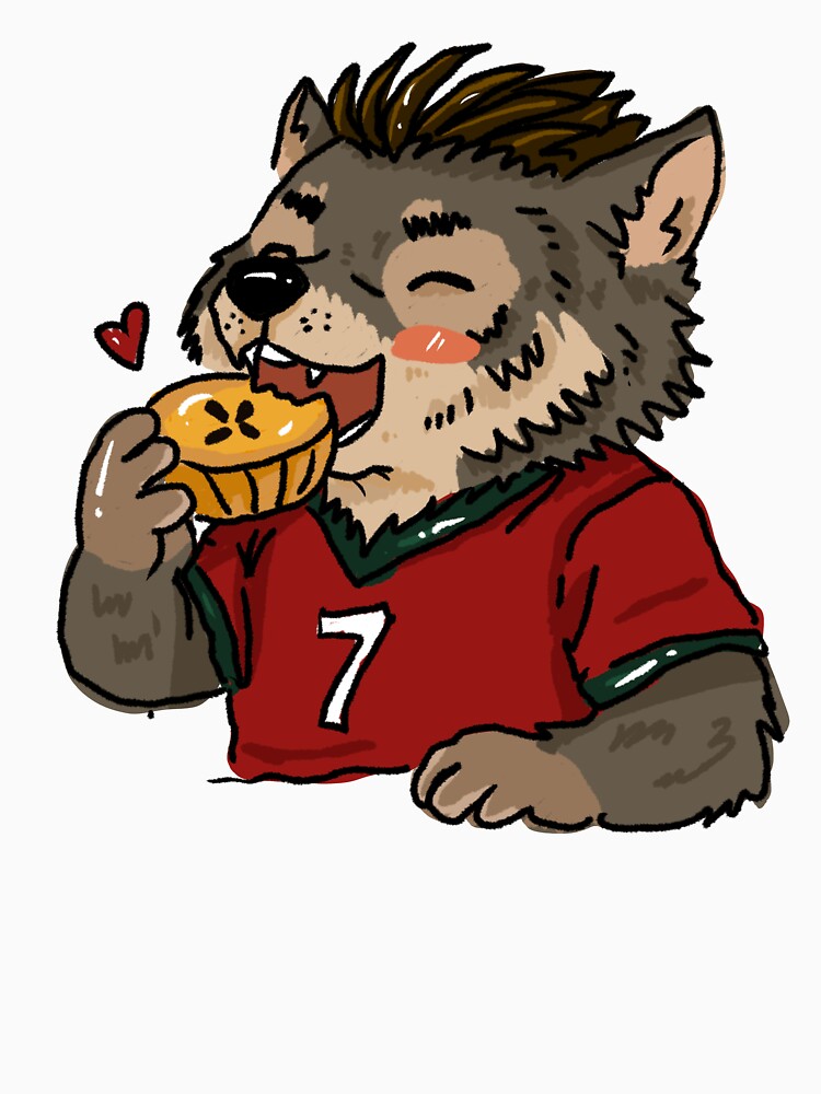Cute Portugal Wolf Eating Pastel de Nata | Football Animal Sticker by chupichapa Unisex , , , Long Sleeve Tee