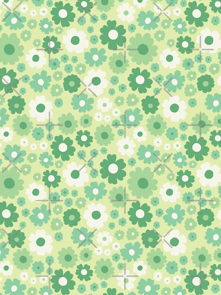 GROOVY RETRO FLOWER POWER GIRLY 70S AND 60S STYLE LIGHT GREEN by blomastudios