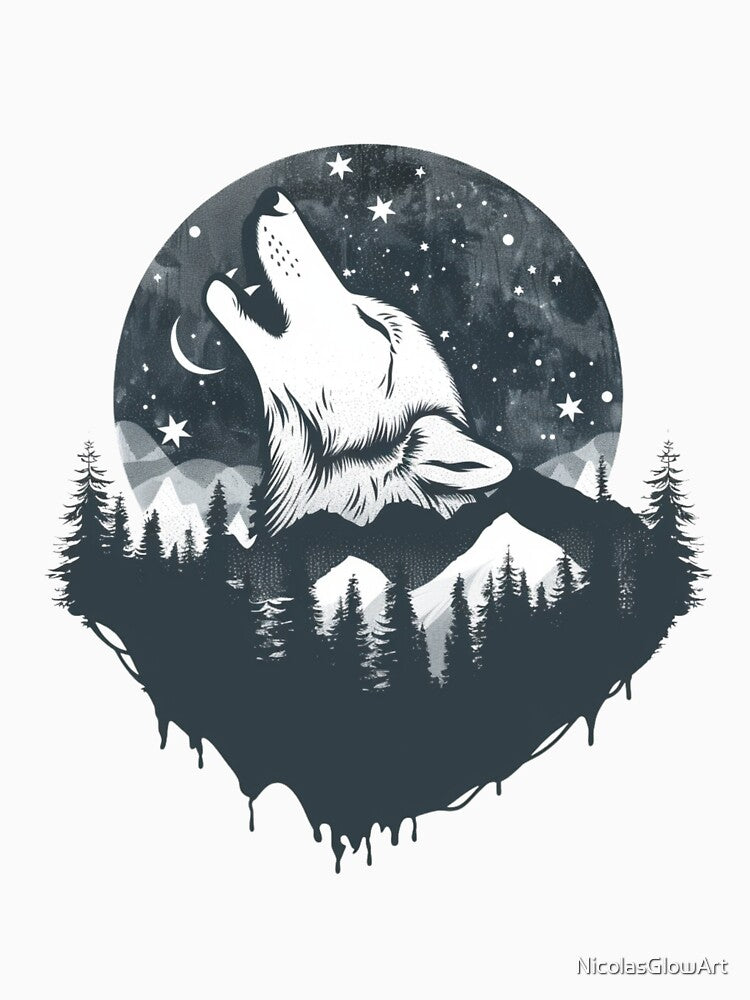 Howling Wolf in Nature by NicolasGlowArt