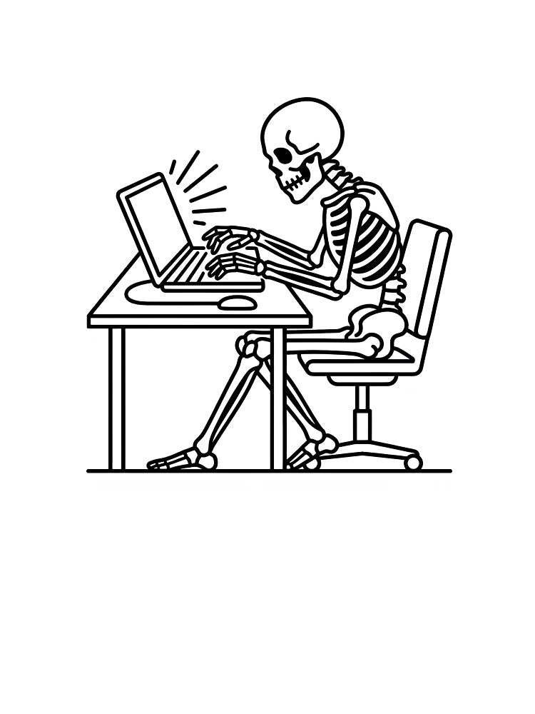 Commit Early Git Push Programmer Skeleton Line Art by TechBro67