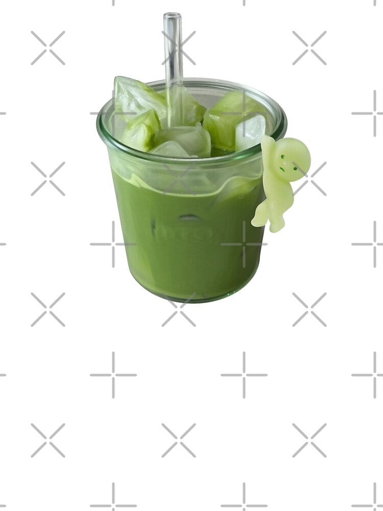 iced matcha latte with smiski by g0r0mi