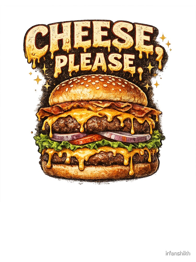 Cheese Please: Cute Kawaii Happy Burger Character Motivational by irfanshikh