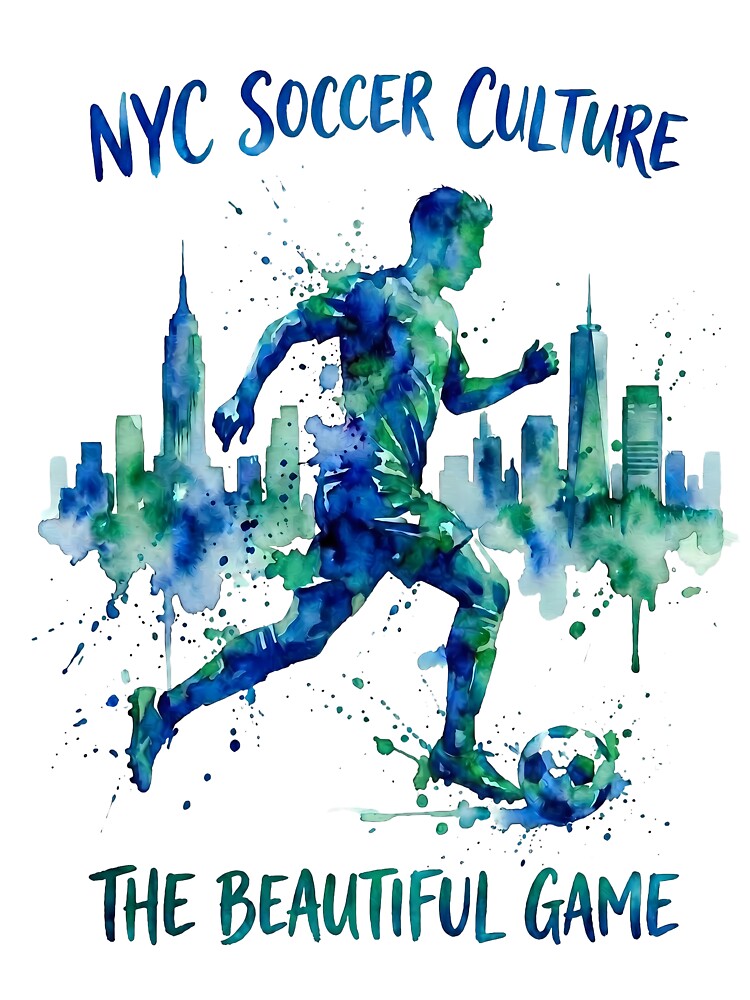 NYC Soccer Culture The Beautiful Game Watercolor Art by laughingshirts Unisex , , , Long Sleeve Tee