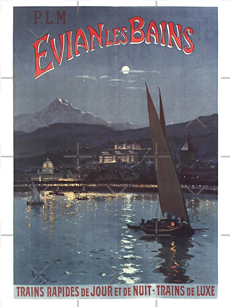 Vintage Travel Poster Evian les bains 1908 Vintage French by cutesy
