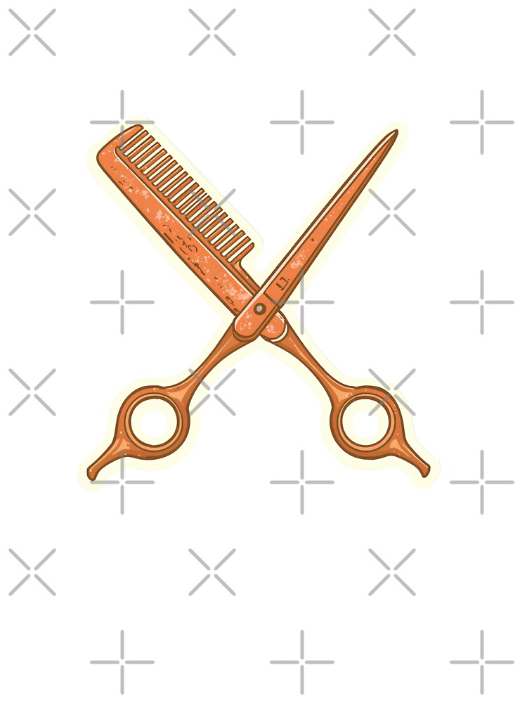Professional Hair Cutting Shears and Styling Comb Barber Salon Vector Illustration by Kavya Art