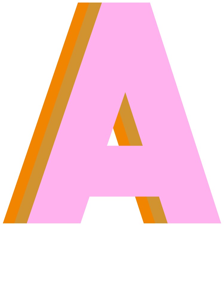 Oversized Retro Monogram A Letter in Pink Blue and Orange by JuneJournal Unisex , , , Long Sleeve Tee