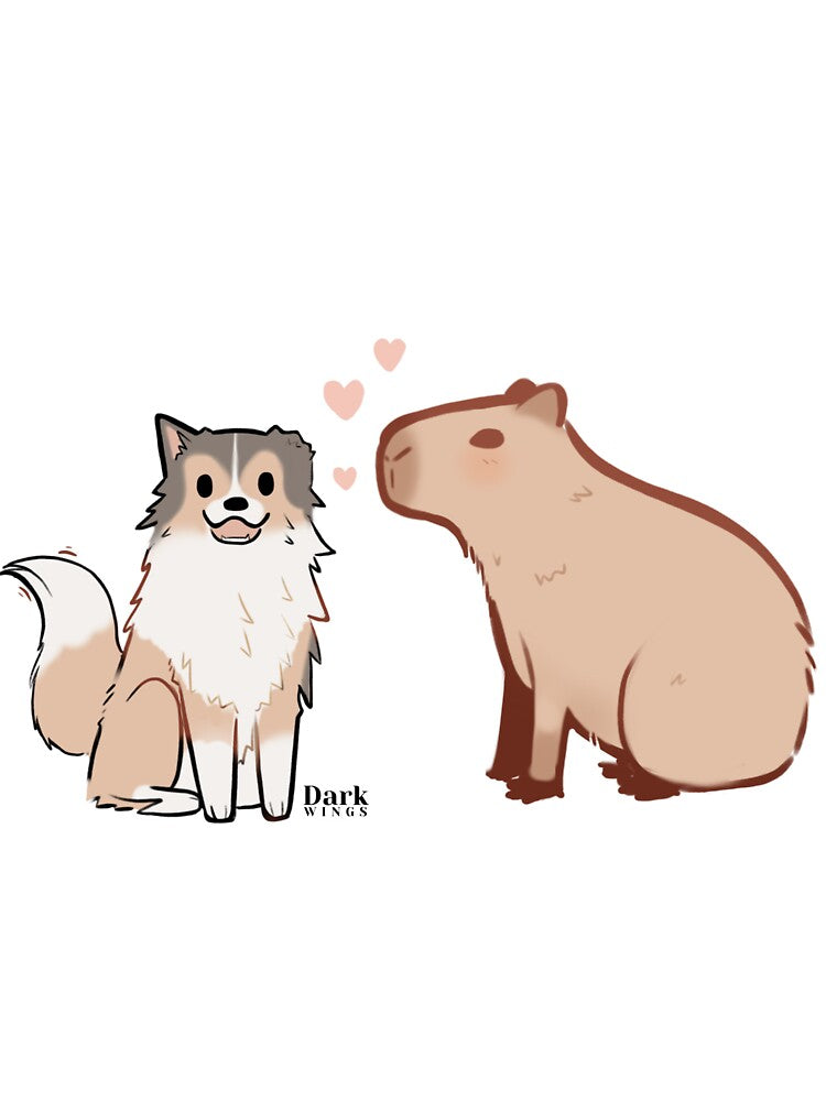 Stevie The Sheltie and Cheesecake the Capybara by DarkWingsWild