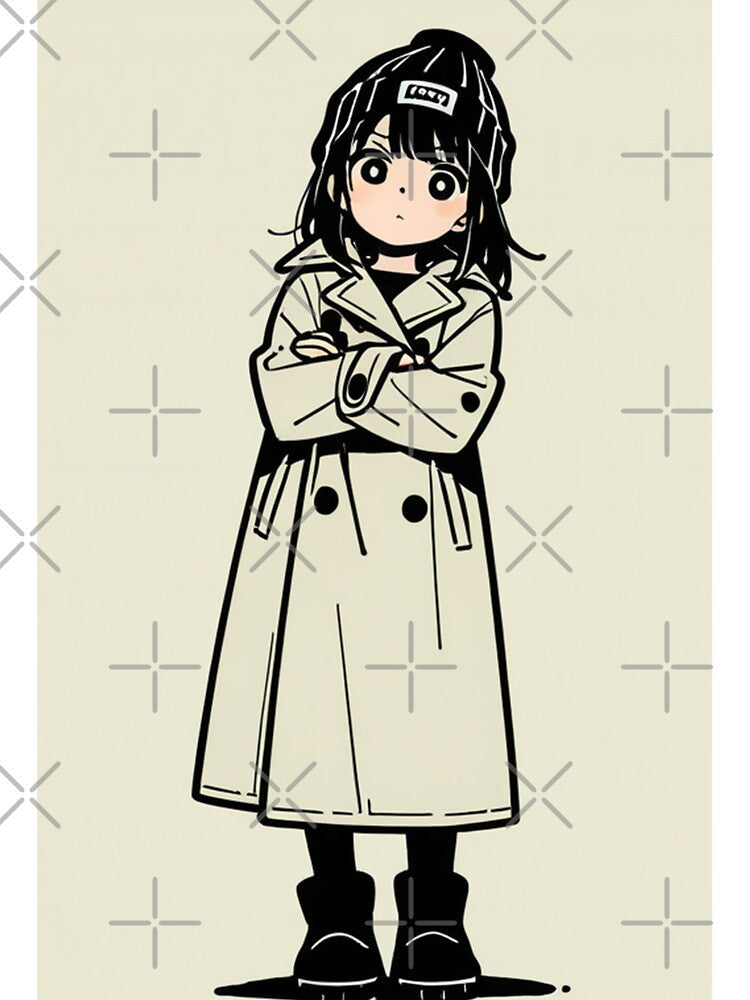 Fashion - Man in Beige Trench Coat Beanie Streetwear Anime by AnimeShin Unisex , , , Long Sleeve Tee