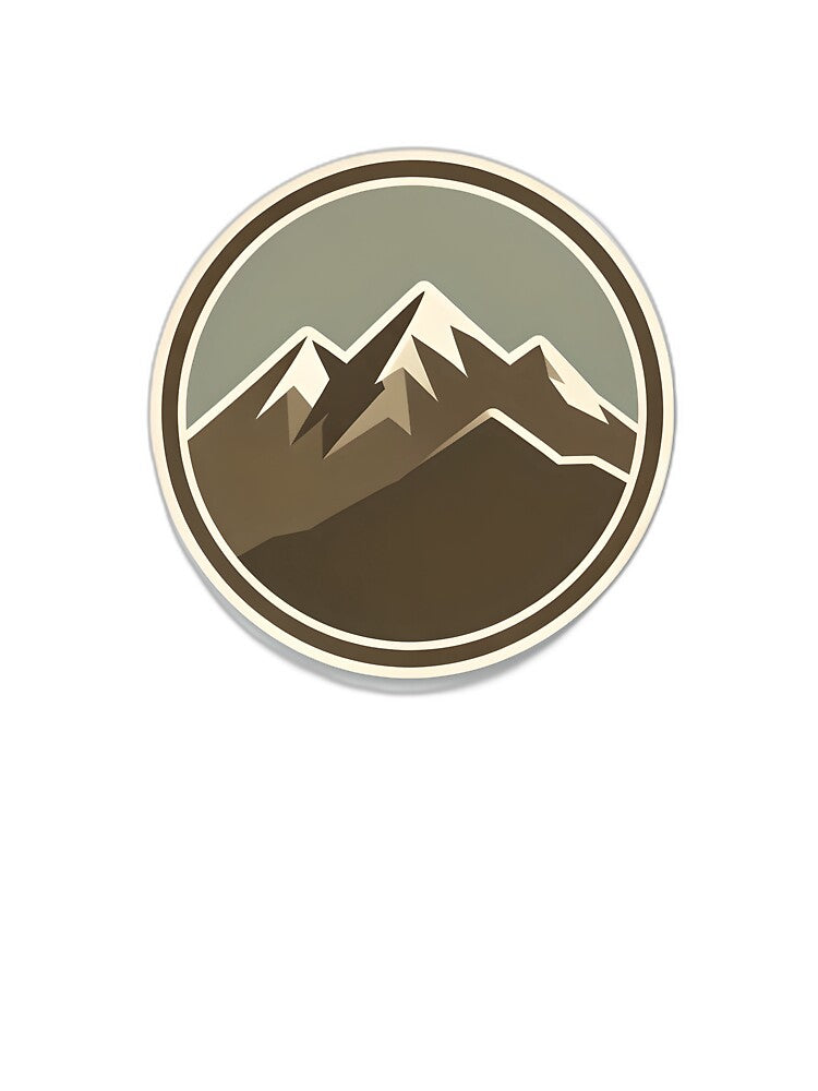 Minimalist Mountain Badge Sticker | Vintage Outdoor Adventure Design by Hari Arts