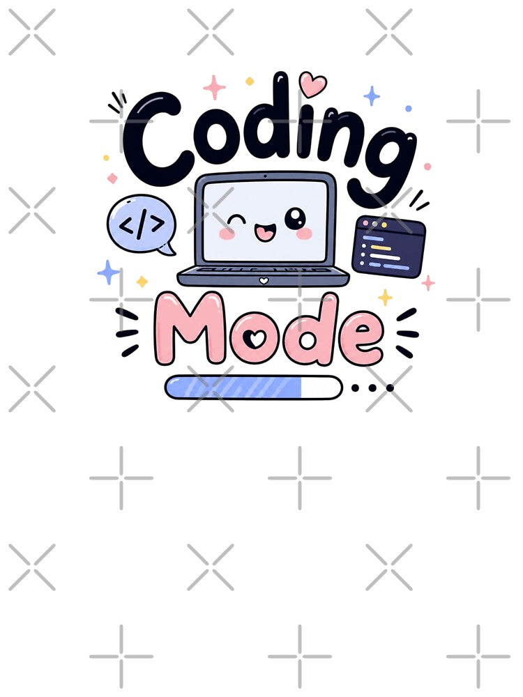 Coding Mode Cute Kawaii Programmer Laptop | Funny Coding Quote Sticker by Sanika arts