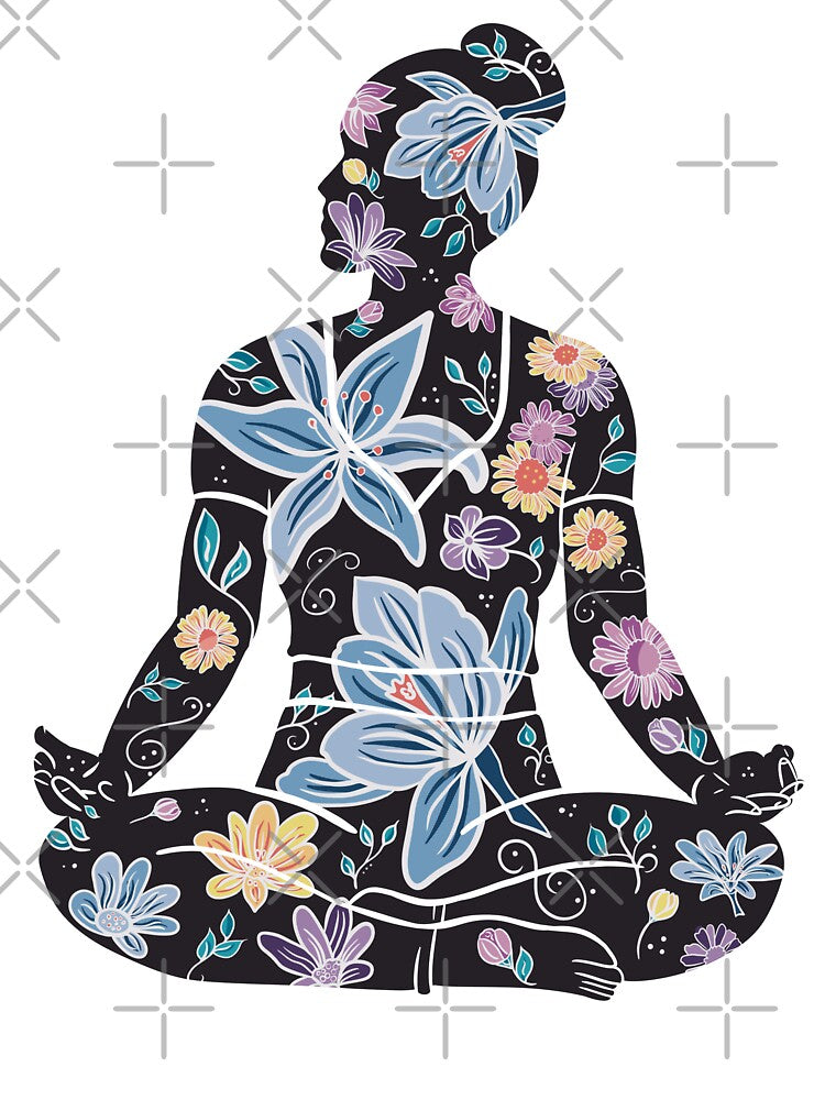Cross-Legged Pose - Black Silhouette (Yoga Botanicals Series) by Winooski Designs