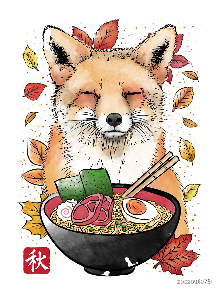 Fox, Leaves and Ramen by zoezowie79
