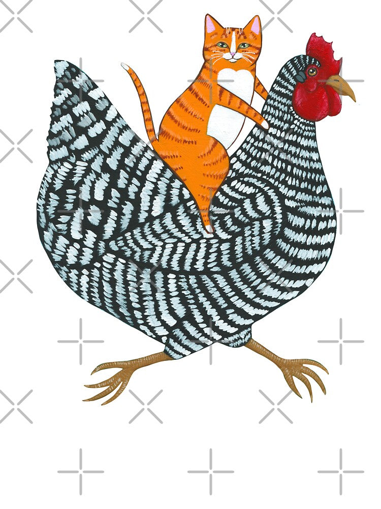 Ginger Cat Chicken Ride by KilkennyCat Art