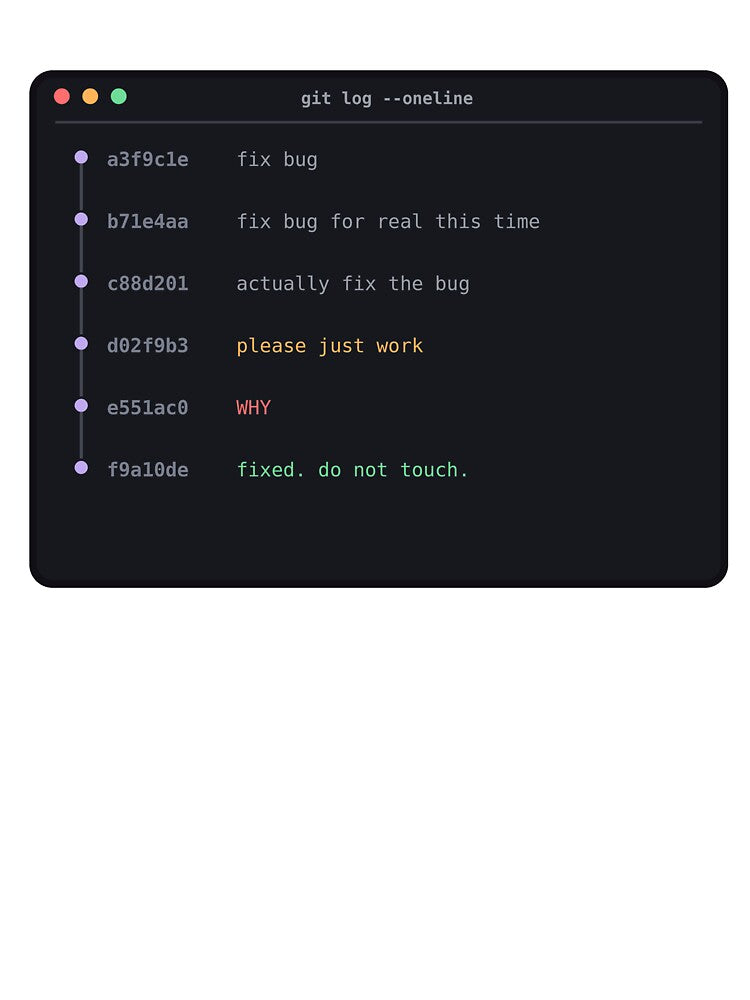 Fix Bug Git Commit History Sticker by QuirkyCartel