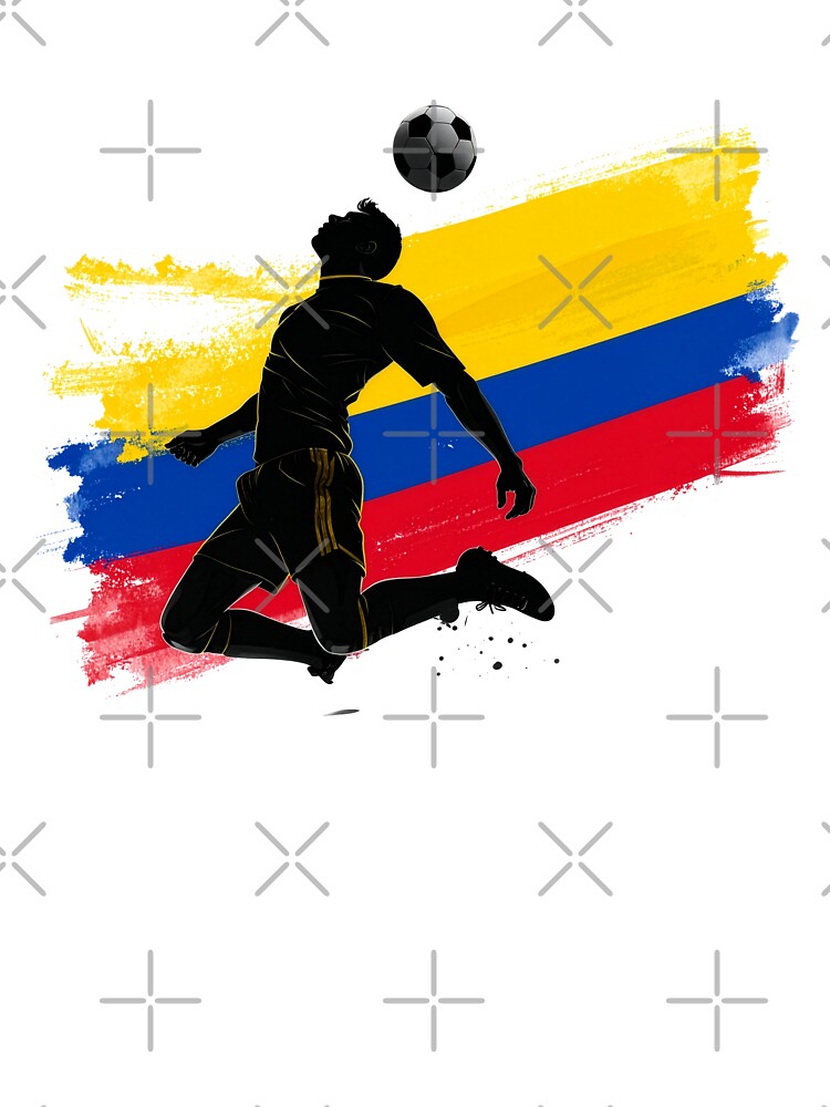 Colombia Soccer Player Art — Colombian Football Flag Action Fan Print by icemanphotos Unisex , , , Long Sleeve Tee