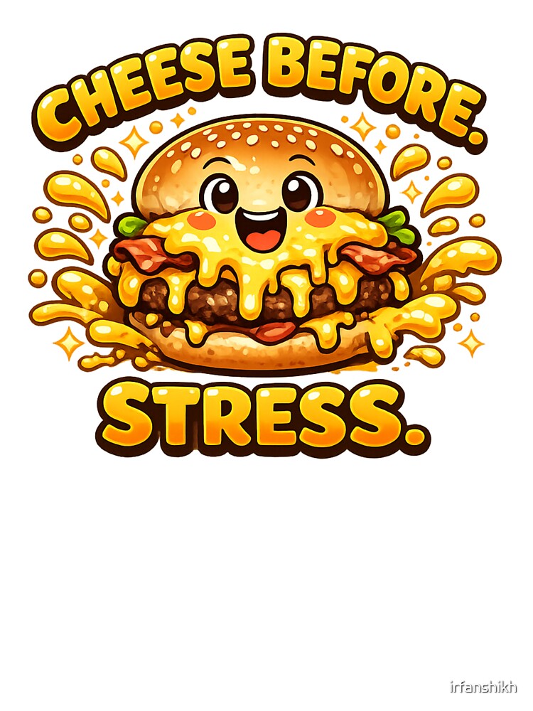 Cheese Before Stress: Wellness Priority Burger Therapy Design by irfanshikh