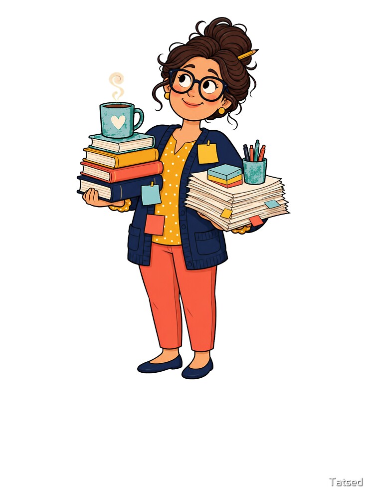 Thoughtful Teacher Books Cartoon by Tatsed