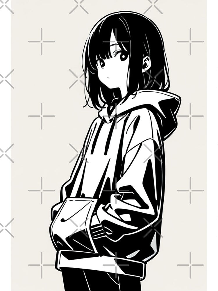 Fashion - Man in Black Hood Up Streetwear Anime Variant 3 by AnimeShin Unisex , , , Long Sleeve Tee