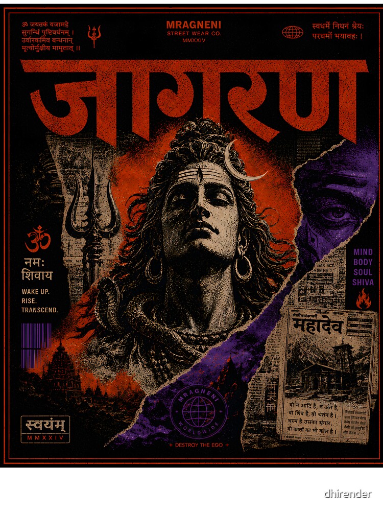 Mahakal Jaagran Premium Indian Spiritual Design | Hindu Mythology Streetwear by dhirender Unisex , , , Long Sleeve Tee