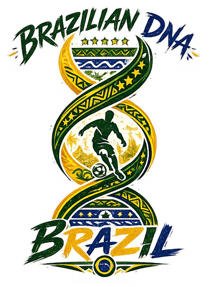 Football Brazilian DNA | Brazil Soccer Fan Design by Atlas Ink Lab Unisex , , , Long Sleeve Tee