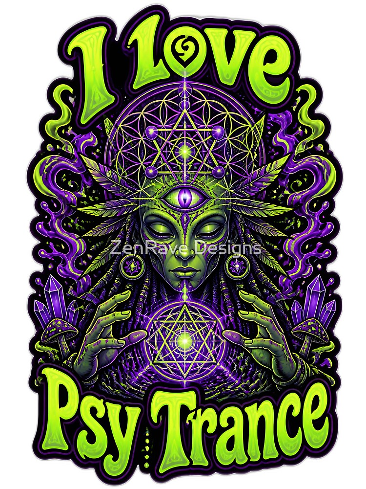 Psytrance Goddess: Alien Shaman & Sacred Geometry Art by  ZenRave Designs