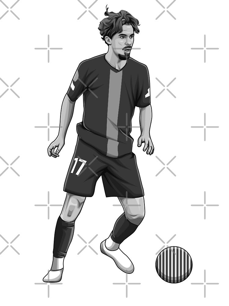 Vitinha Black and White Version by Aldduardo Unisex , , , Long Sleeve Tee