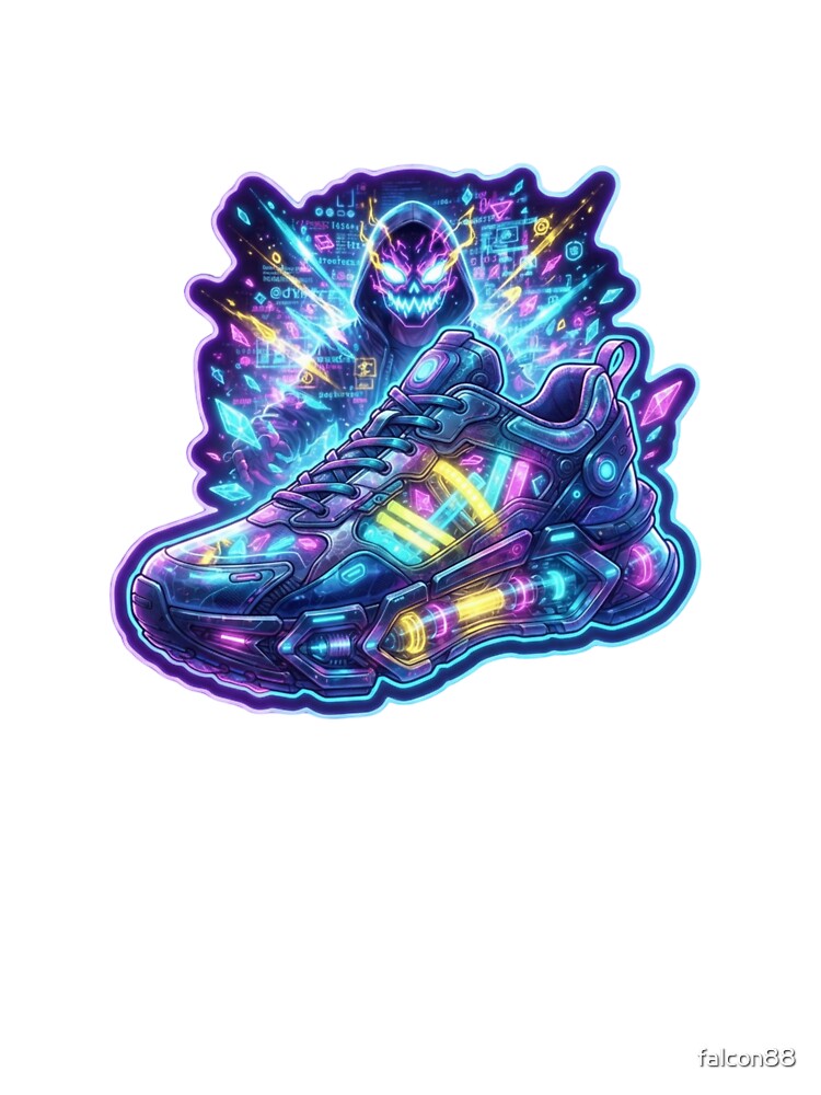 Plasma Hacker Futuristic Sneaker Sticker by Imaginarium of Chaos falcon88