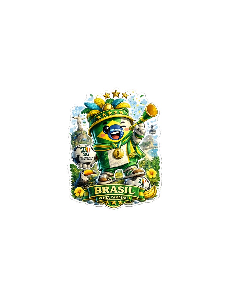 Brazil Soccer Fan Sticker | Cute Brazilian Football Champion Mascot by Julianto Tri Rizki Unisex , , , Long Sleeve Tee