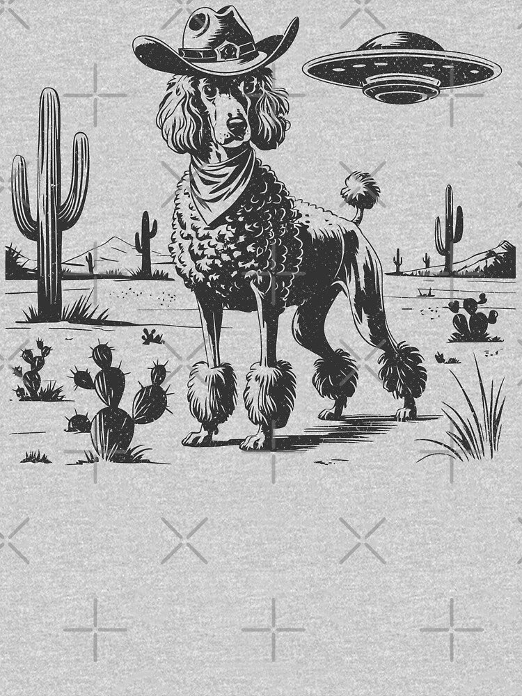 Poodle UFO Retro Western Cowboy Dog by Y-Vibes