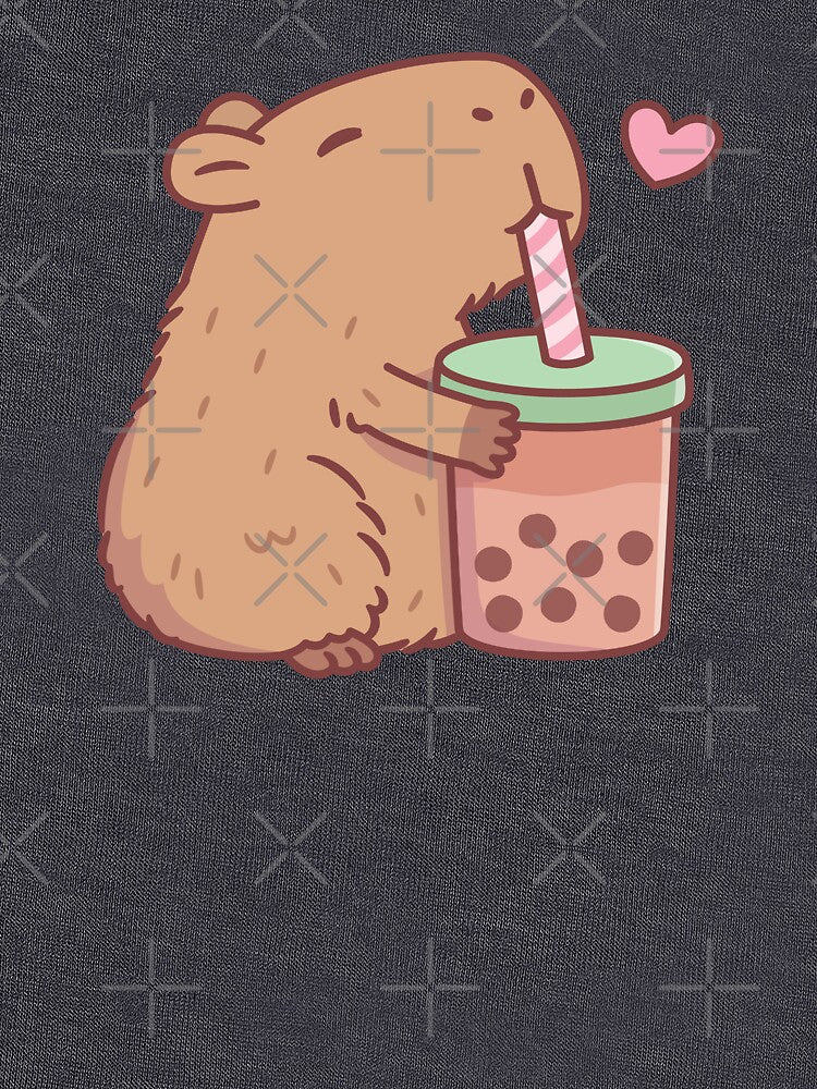 Cute Capybara Loves Bubble Tea by rustydoodle