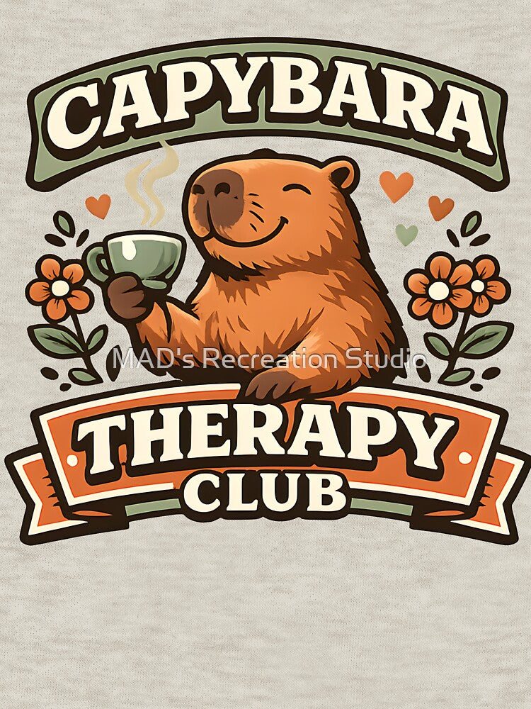 Capybara Therapy Club Shirt  Cute Mental Wellness Capybara Vintage Collegiate Design by  MAD's Recreation Studio