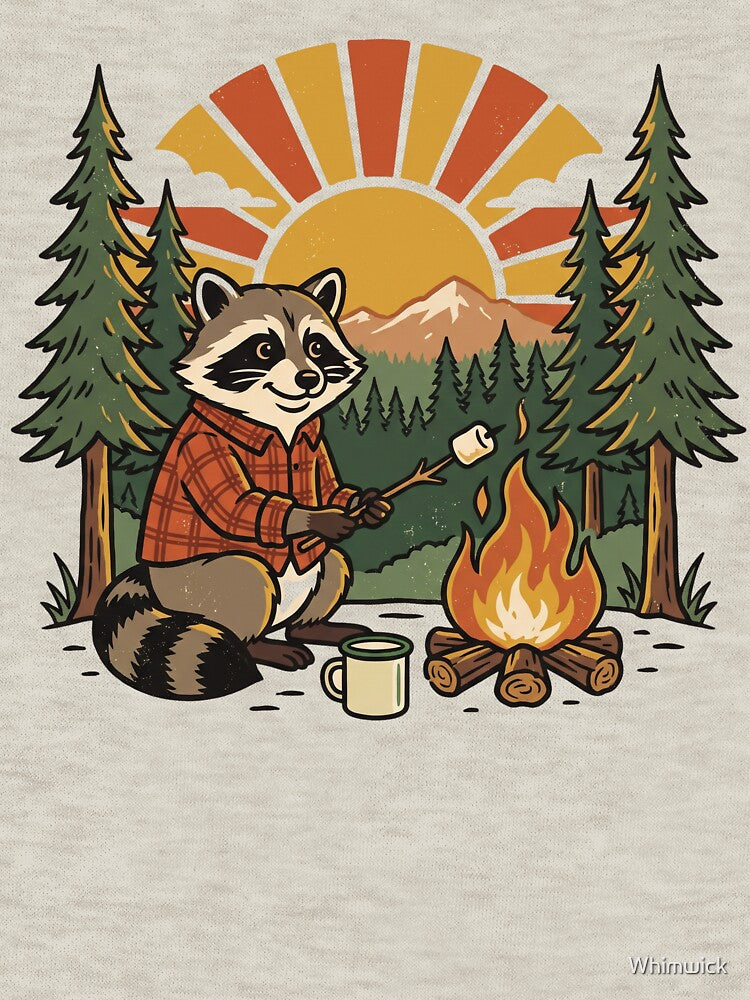 Camp Trash Panda Vintage Camping Raccoon Illustration by Whimwick