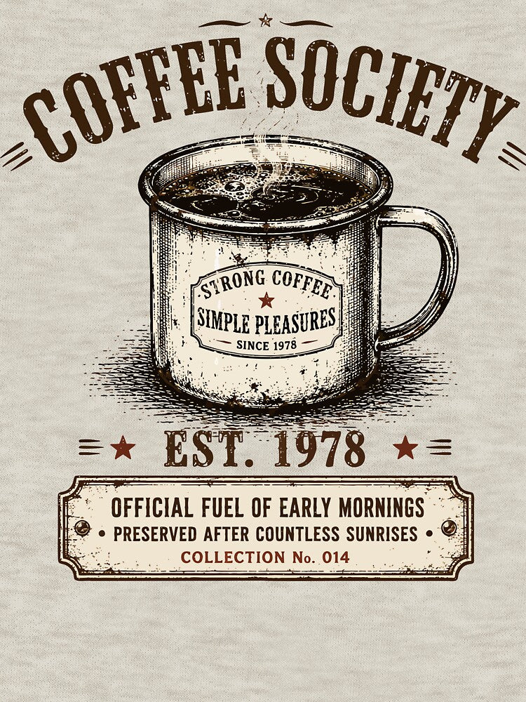 Coffee Society | Enamel Camp Coffee Mug | Vintage Coffee Lover Gift by Mikoff04-arts