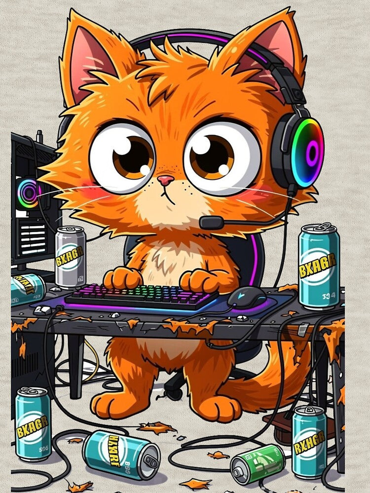 Crazy Gamer Cat – Late Night Gaming Chaos by PixelRageStudio