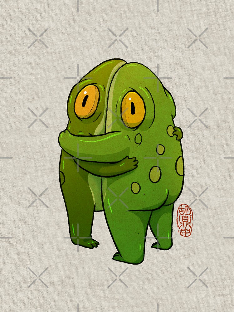 hugging frogs cute asian art by DingHuArt