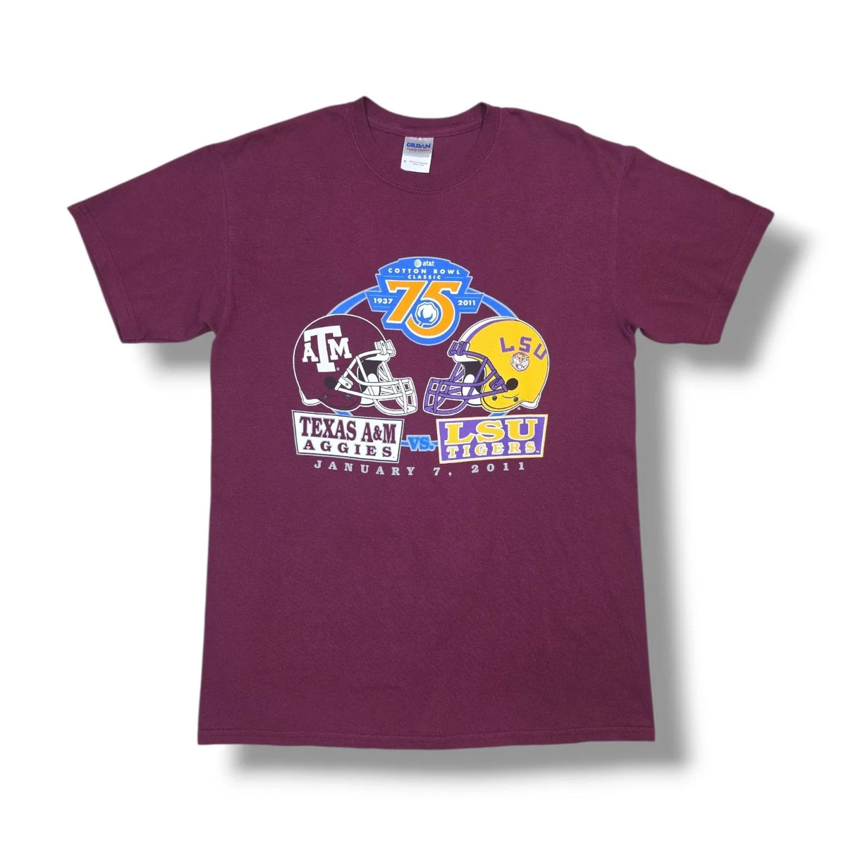AT&T Cotton Bowl Classic 75 2011 Texas A&M vs LSU Maroon Gildan Size M Unisex , , , Long Sleeve Tee