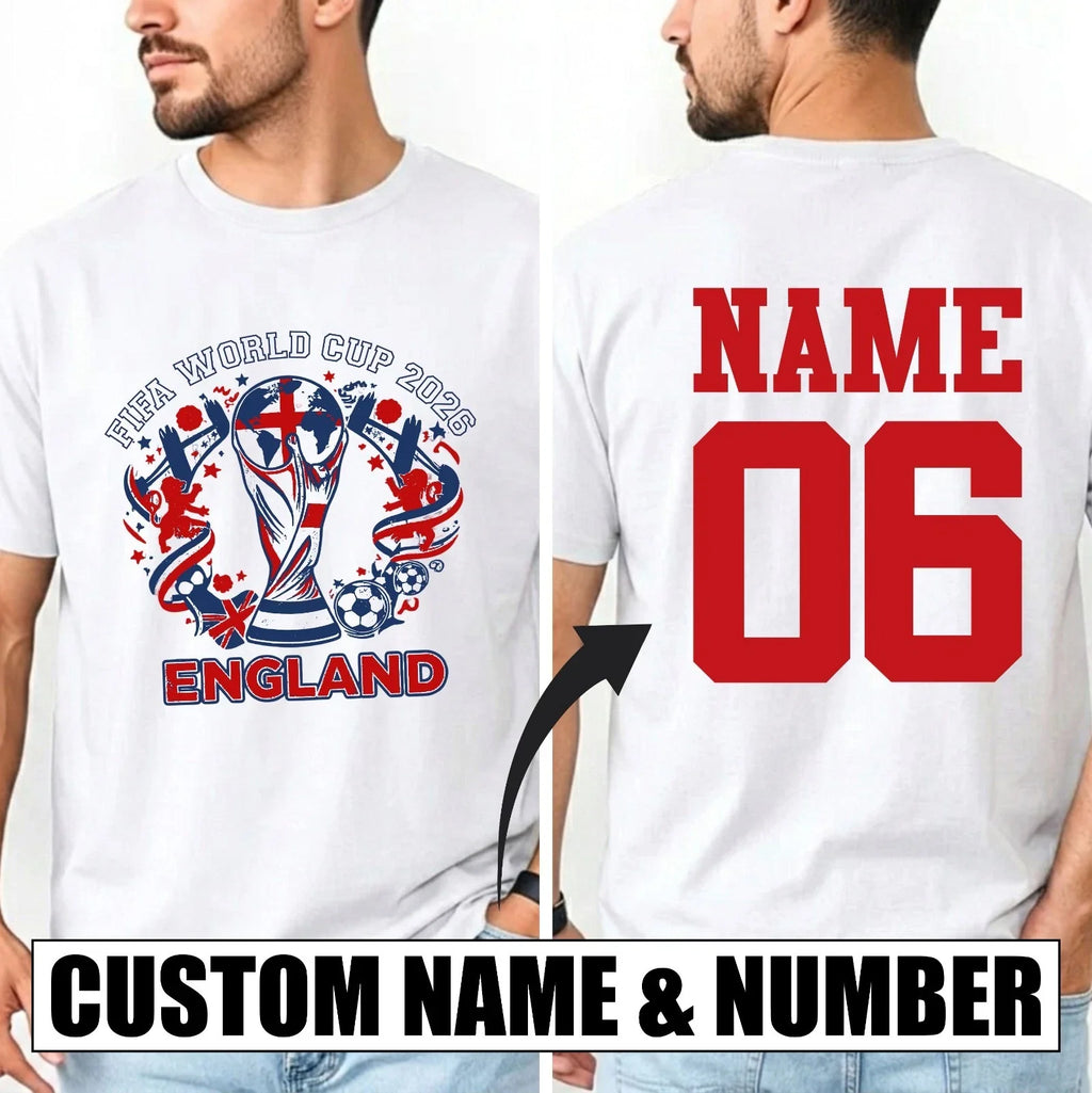 Personalised England 2026 Custom Name Number Football Tournament Tee Top Unisex , , , Long Sleeve Tee