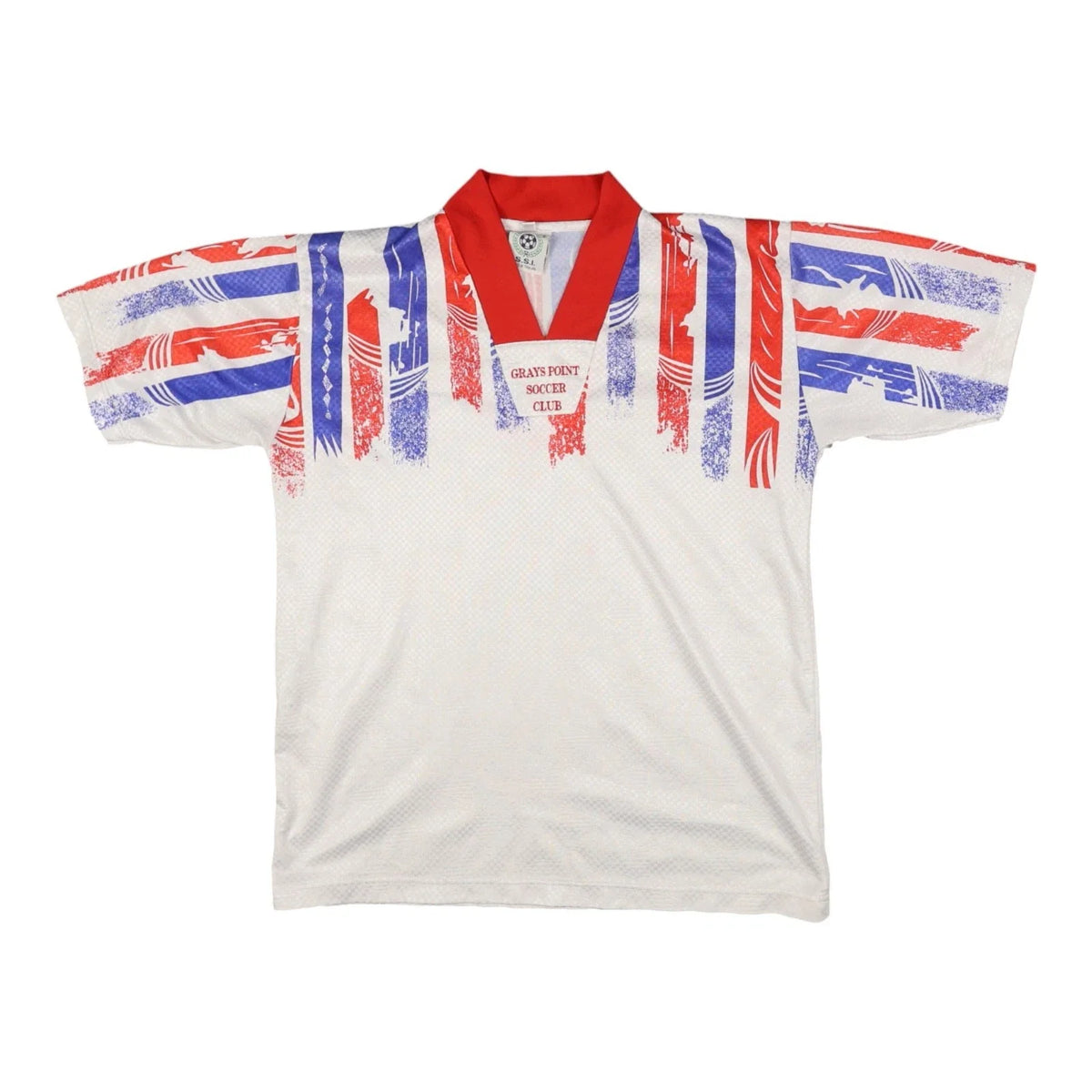 vtg Grays point Soccer Club jersey Men LARGE White Football V neck sports size L Unisex , , , Long Sleeve Tee
