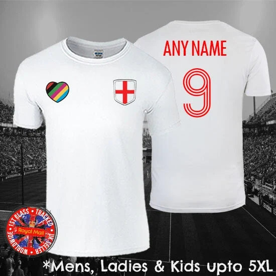 England Personalised Football Fans Mens Ladies Kids World Cup LGBTQ+ Unisex , , , Long Sleeve Tee