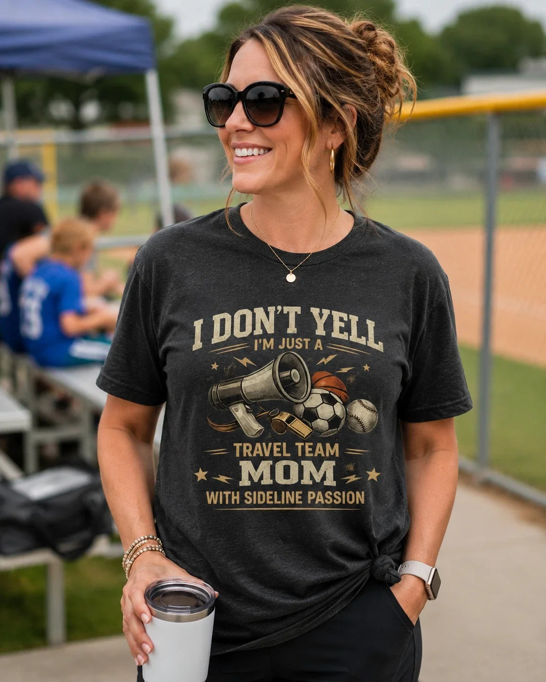 Travel Team Mom I Don't Yell | Soccer Baseball Volleyball Unisex , , , Long Sleeve Tee