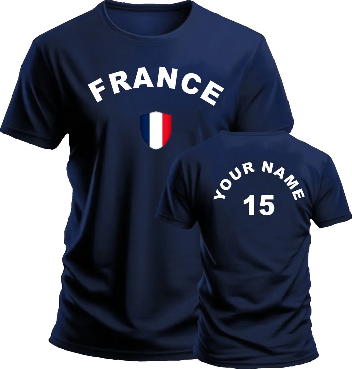 Personalise France Football Soccer Fan Sports Costume Flag Badge Gift Unisex , , , Long Sleeve Tee